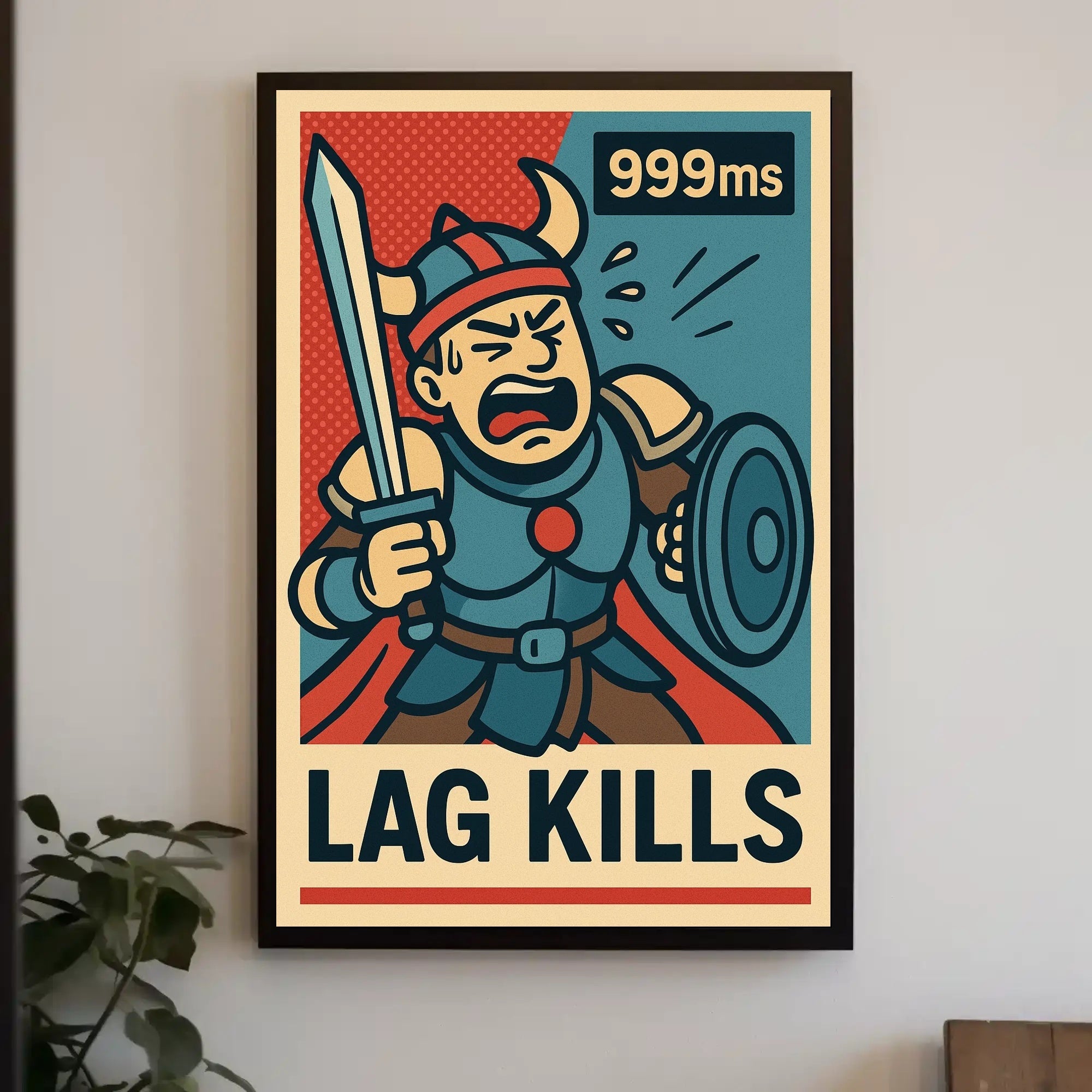 Viking Gamer Frustration Art Print: Fantasy Mythology Poster PosterGoat