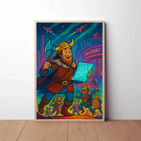Viking Sci-Fi Adventure Whimsical Futuristic Sci-Fi Poster PosterGoat