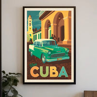 Vintage 1950s Cuban Car Retro Charm Travel Poster PosterGoat