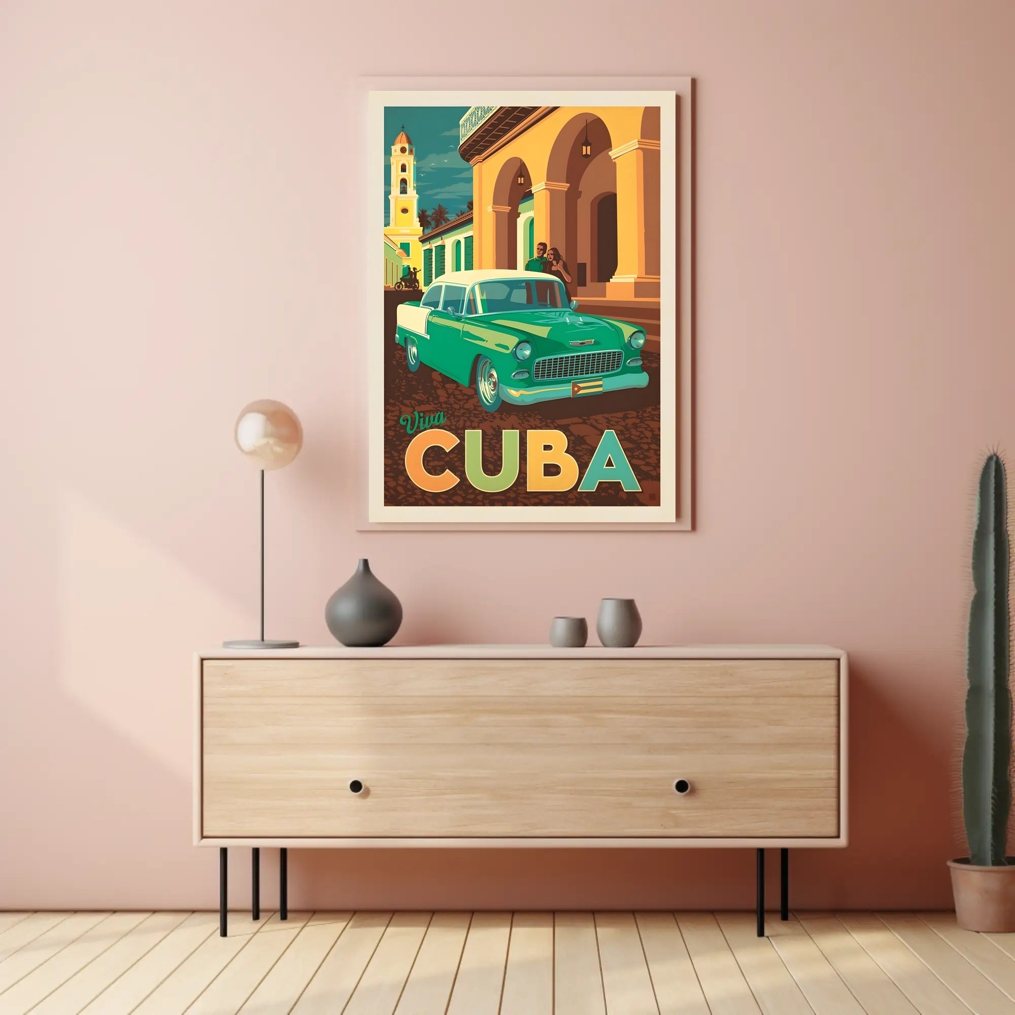 Vintage 1950s Cuban Car Retro Charm Travel Poster PosterGoat