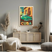 Vintage 1950s Cuban Car Retro Charm Travel Poster PosterGoat