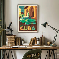 Vintage 1950s Cuban Car Retro Charm Travel Poster PosterGoat