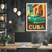 Vintage 1950s Cuban Car Retro Charm Travel Poster PosterGoat