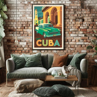 Vintage 1950s Cuban Car Retro Charm Travel Poster PosterGoat