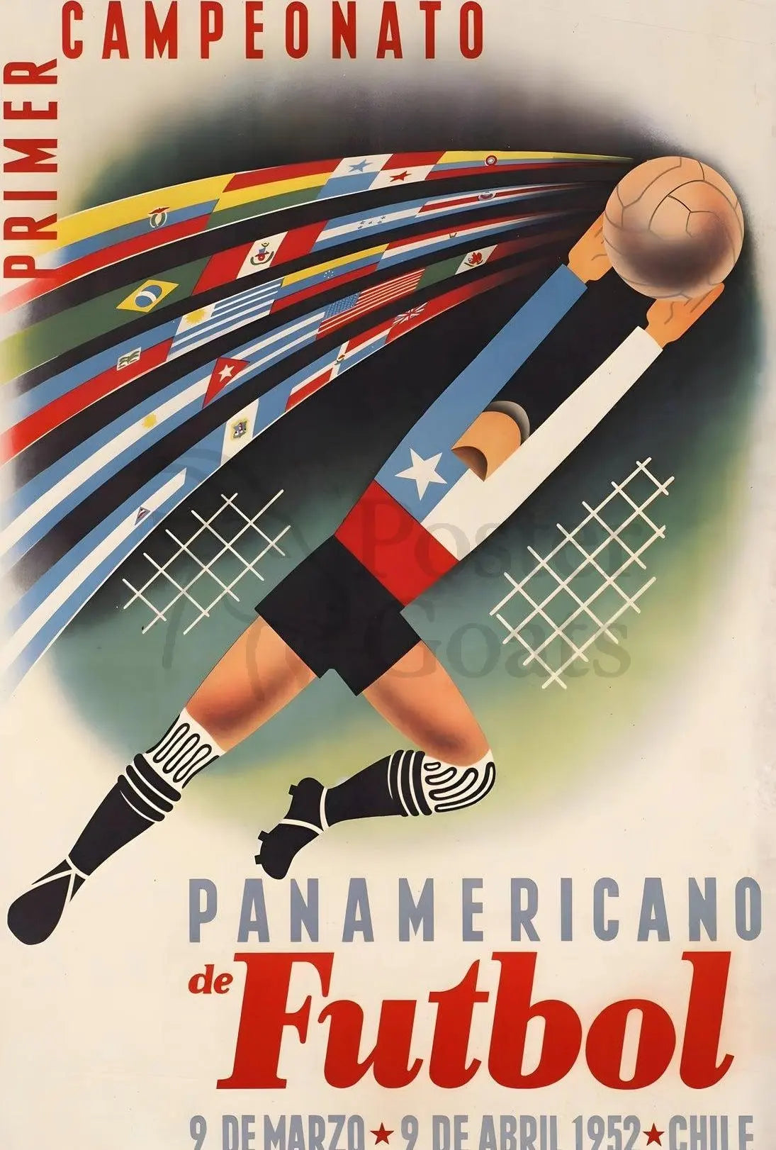Vintage 1952 Chile Soccer Event Poster Sports Poster PosterGoat