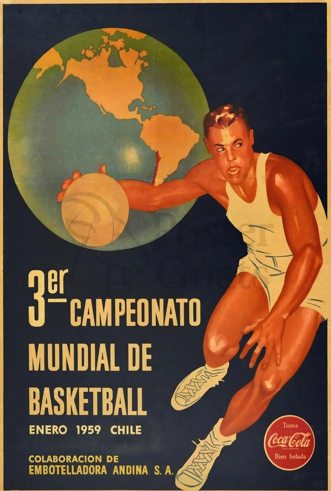 Vintage 1959 Chile Basketball Championship Poster Collectible PosterGoat