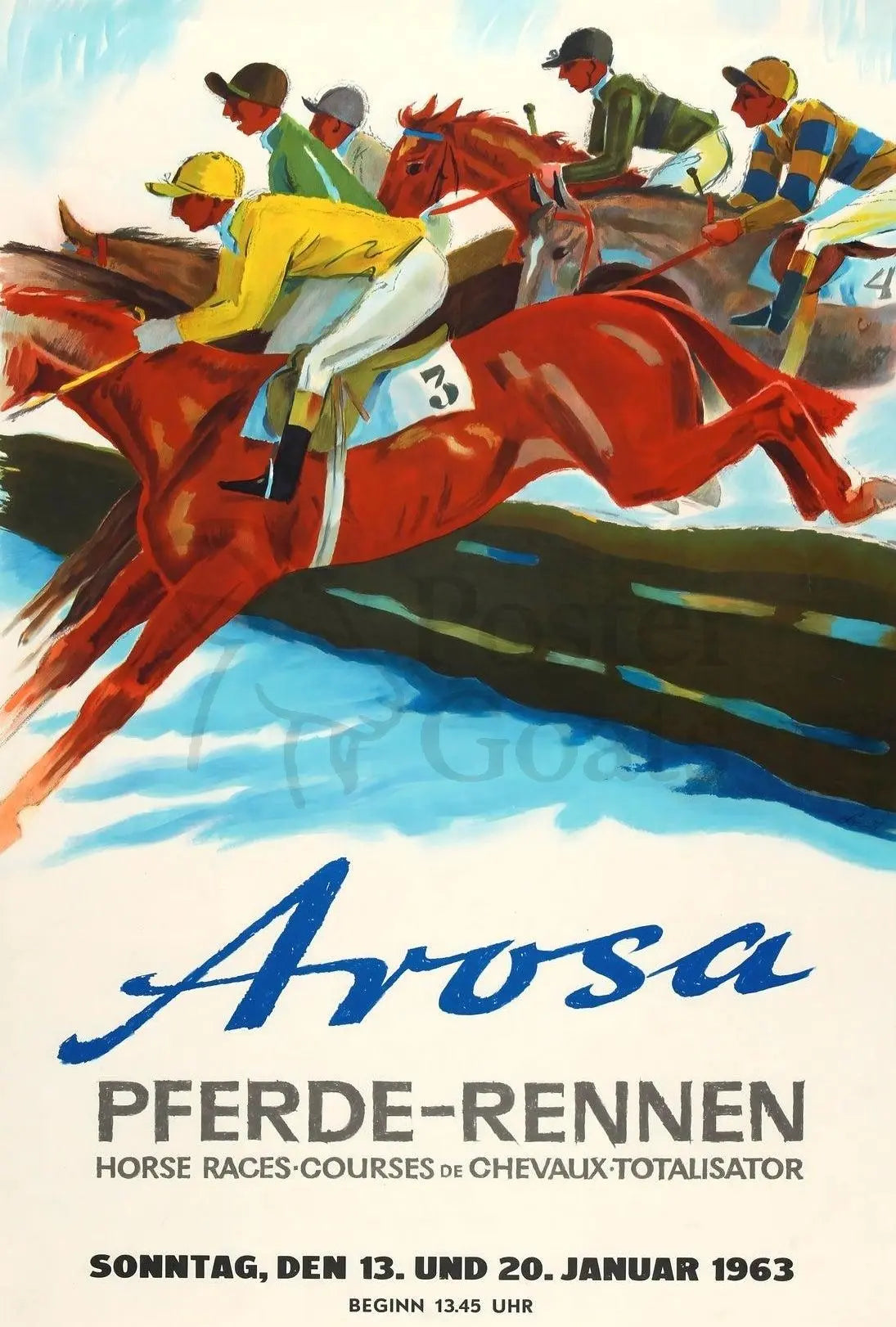 Vintage 1963 Arosa Horse Racing Event Sports Poster PosterGoat