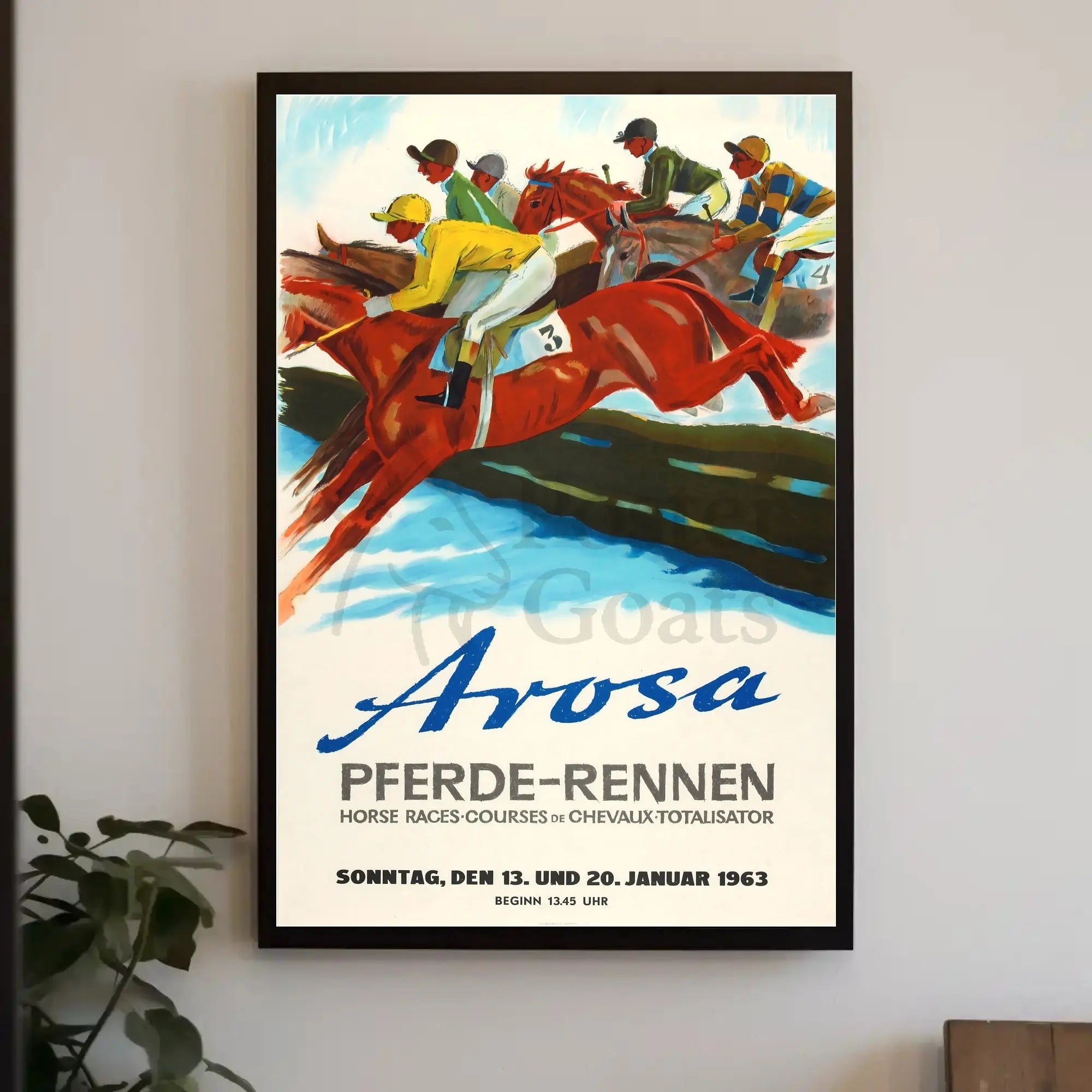 Vintage 1963 Arosa Horse Racing Event Sports Poster PosterGoat
