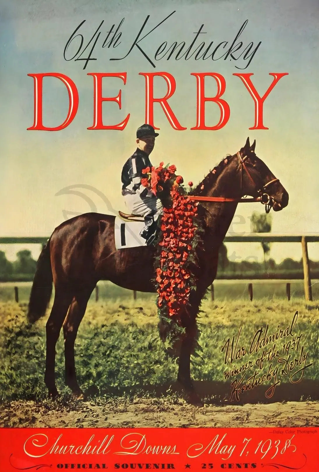 Vintage 64th Kentucky Derby 1938 Horse Racing Sports Poster PosterGoat