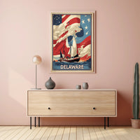 Vintage American Ship with Flag Poster - Cultural or Heritage Poster PosterGoat