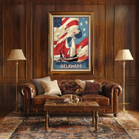 Vintage American Ship with Flag Poster - Cultural or Heritage Poster PosterGoat