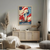 Vintage American Ship with Flag Poster - Cultural or Heritage Poster PosterGoat