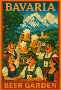 Vintage Bavarian Beer Garden Celebration Cultural Poster PosterGoat