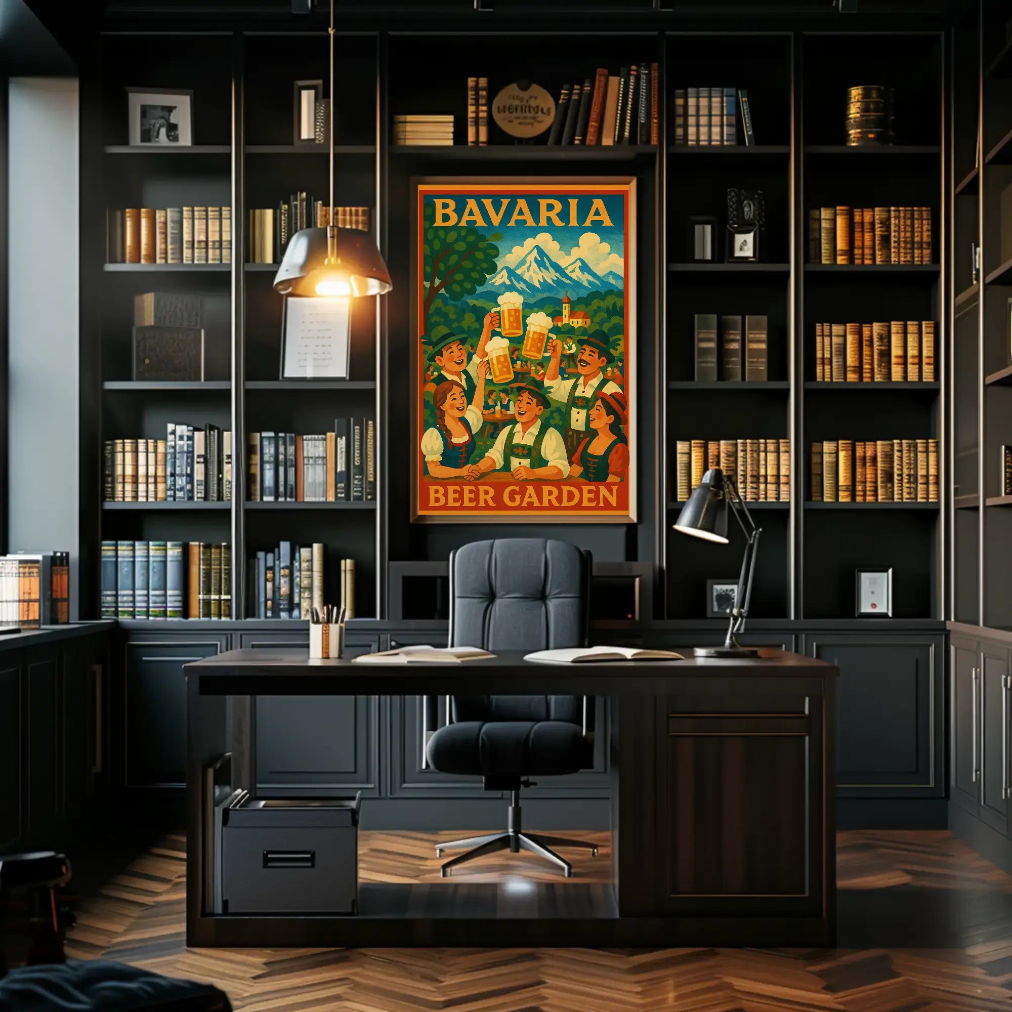 Vintage Bavarian Beer Garden Celebration Cultural Poster PosterGoat