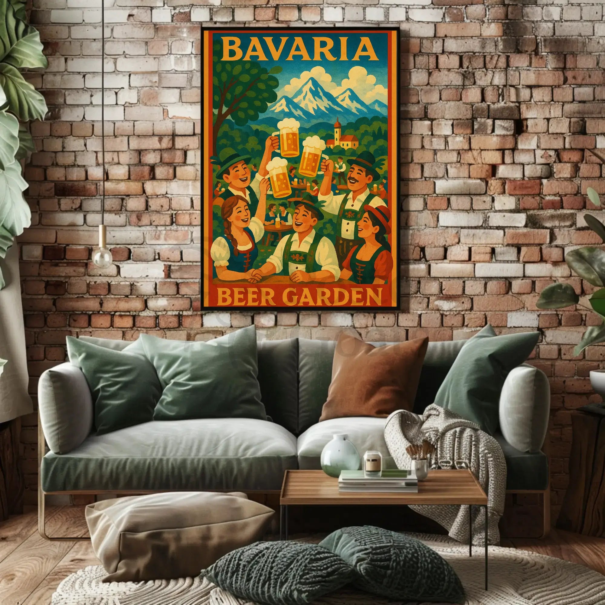 Vintage Bavarian Beer Garden Celebration Cultural Poster PosterGoat