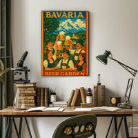 Vintage Bavarian Beer Garden Celebration Cultural Poster PosterGoat
