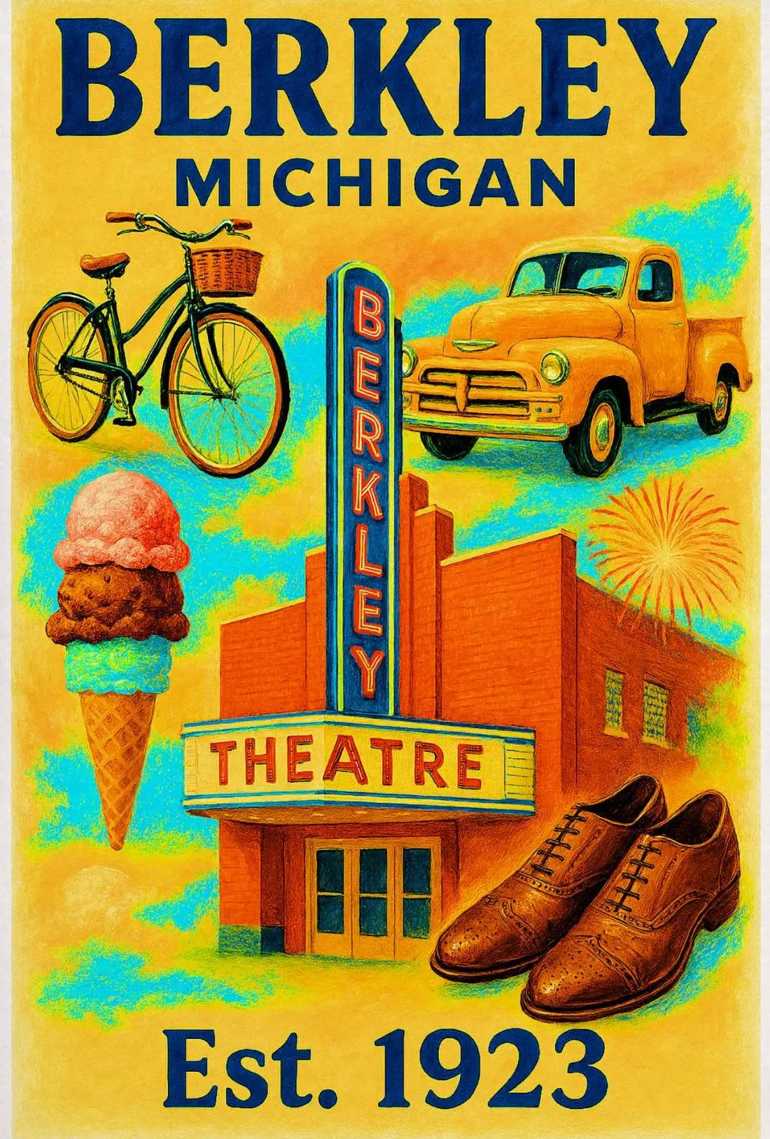 Vintage Berkley Michigan Nostalgia Cultural Heritage Poster PosterGoat