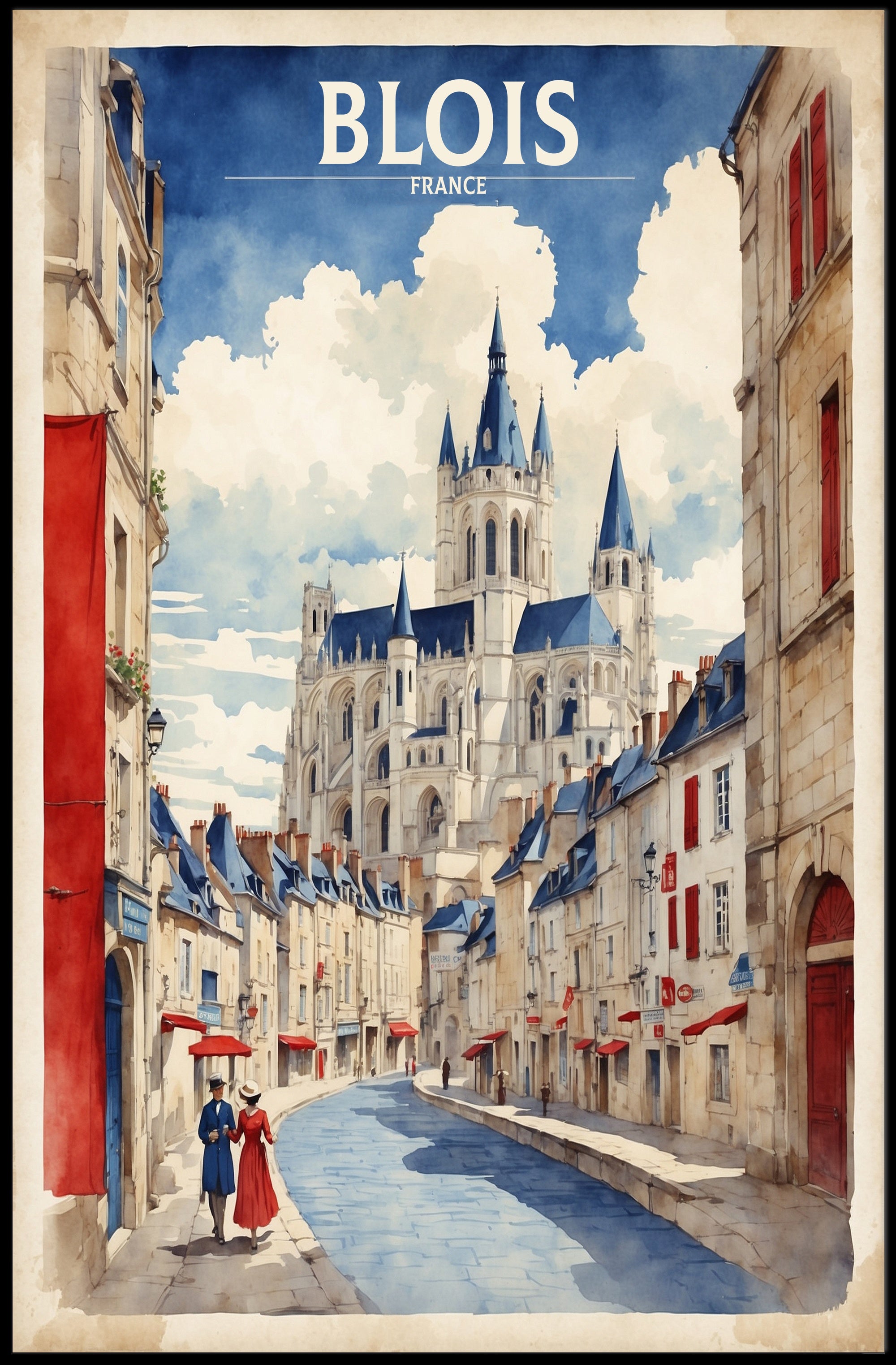 Vintage Blois Cathedral Poster PosterGoat