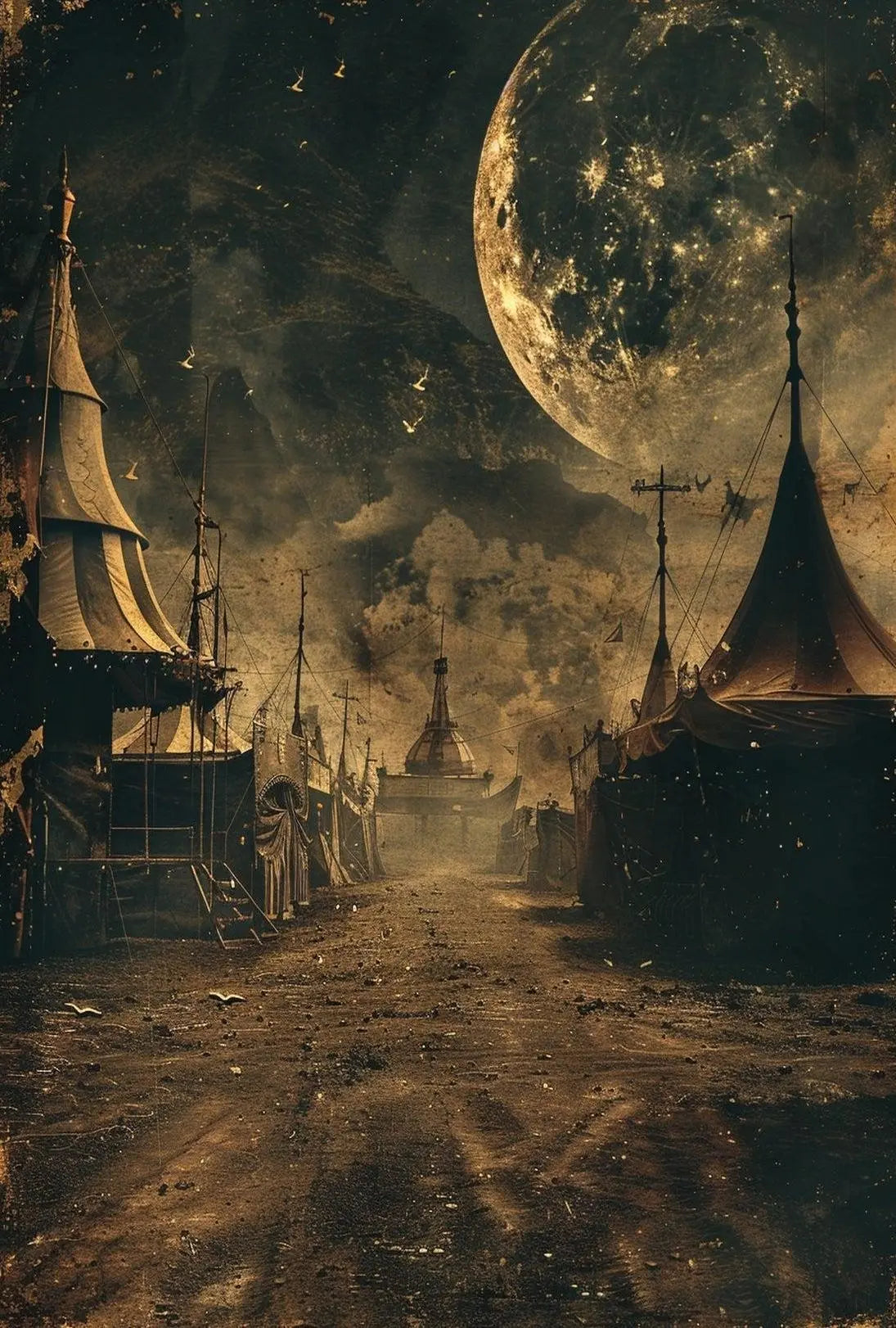 Vintage Carnival Moonlit Mystique Abstract, Artistic, or Pop Culture Poster PosterGoat