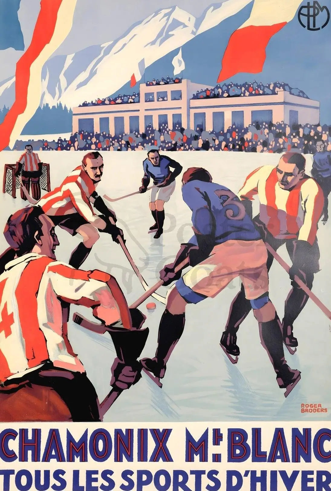 Vintage Chamonix Ice Hockey Travel Poster PosterGoat