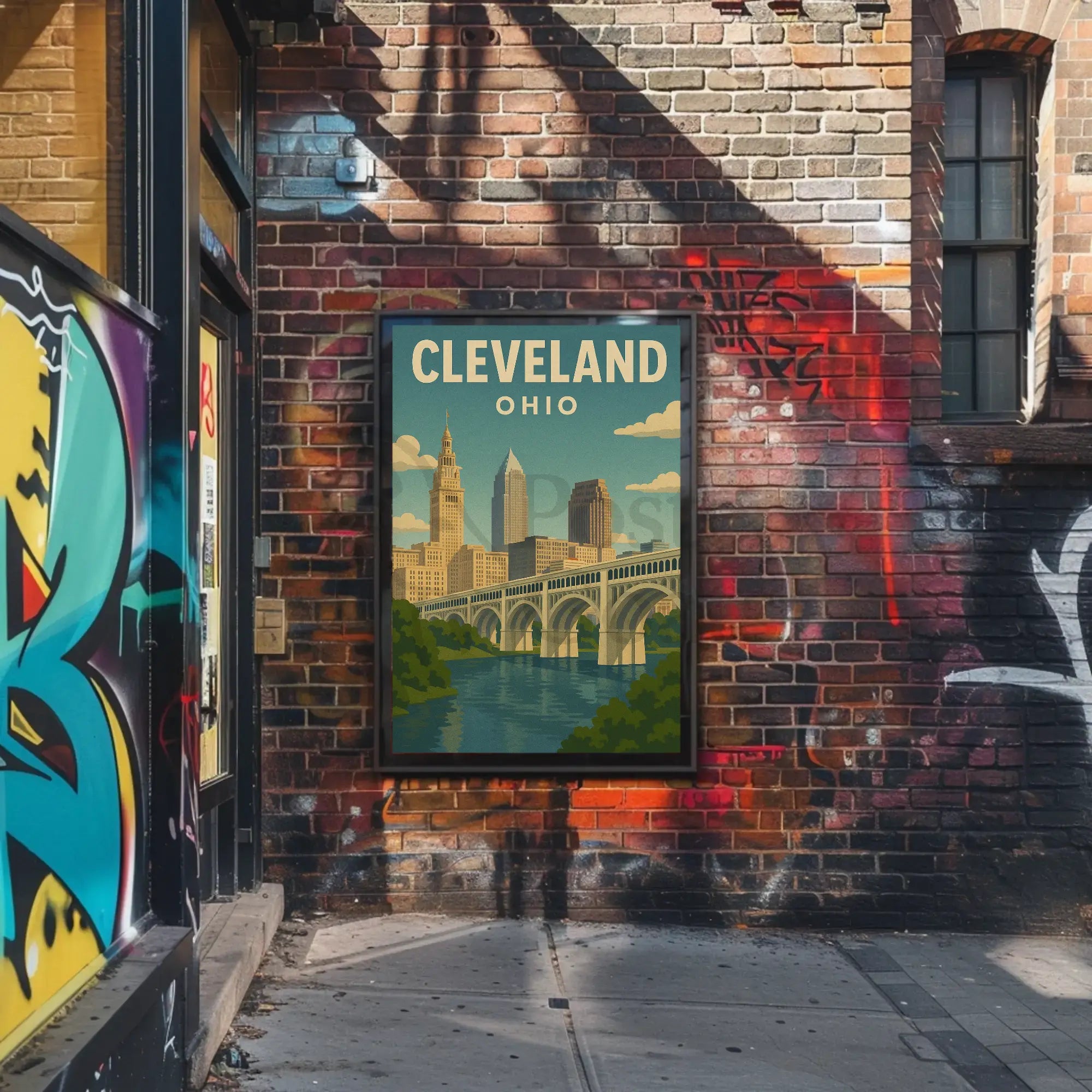 Vintage Cleveland Cityscape Art Poster Travel Poster PosterGoat