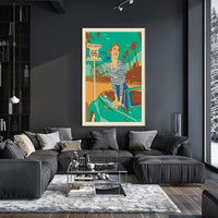 Vintage Coastal Convertible Adventure - Travel Poster PosterGoat