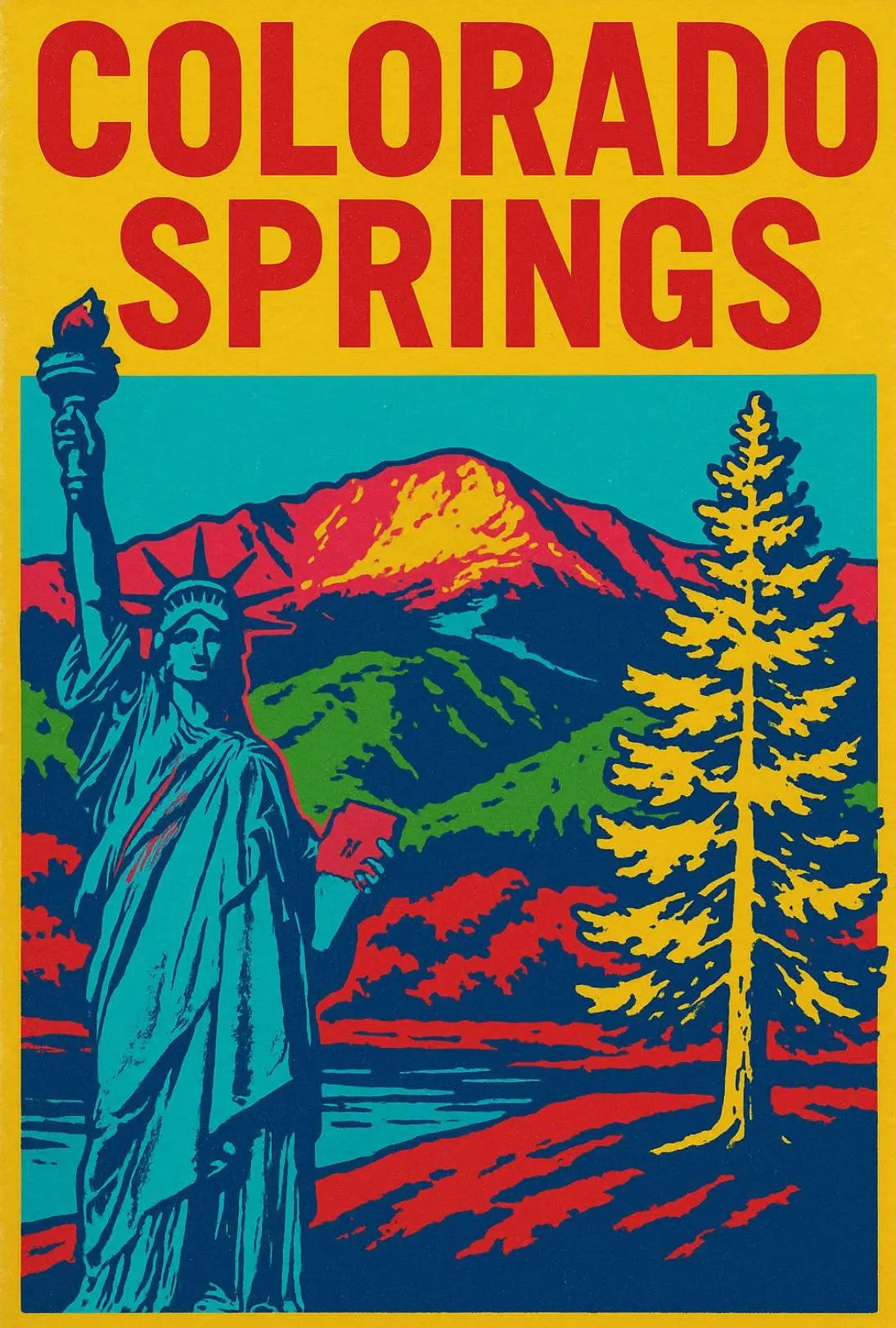 Vintage Colorado Springs American Travel Poster PosterGoat