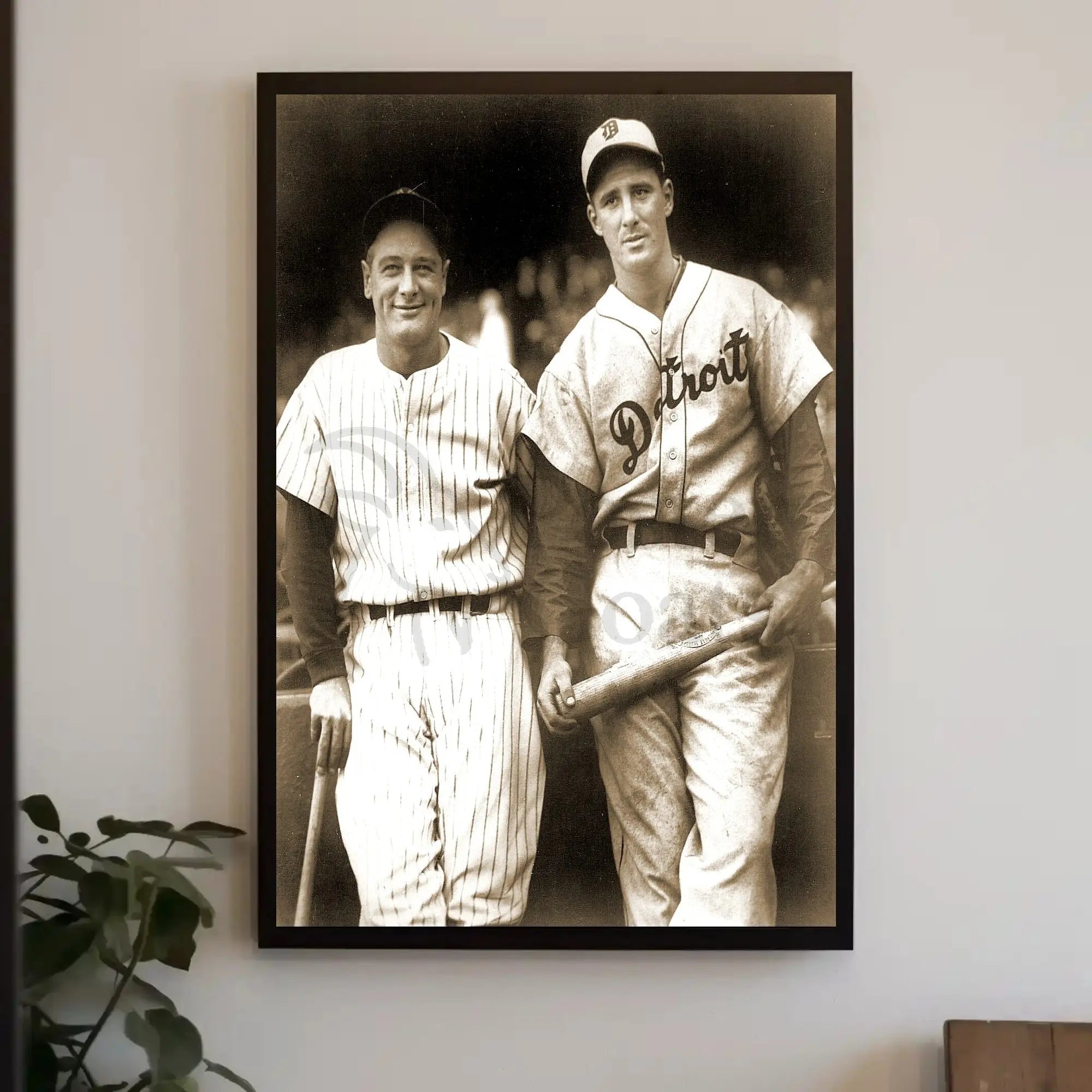 Vintage Detroit Baseball Players Sepia Sports Poster PosterGoat