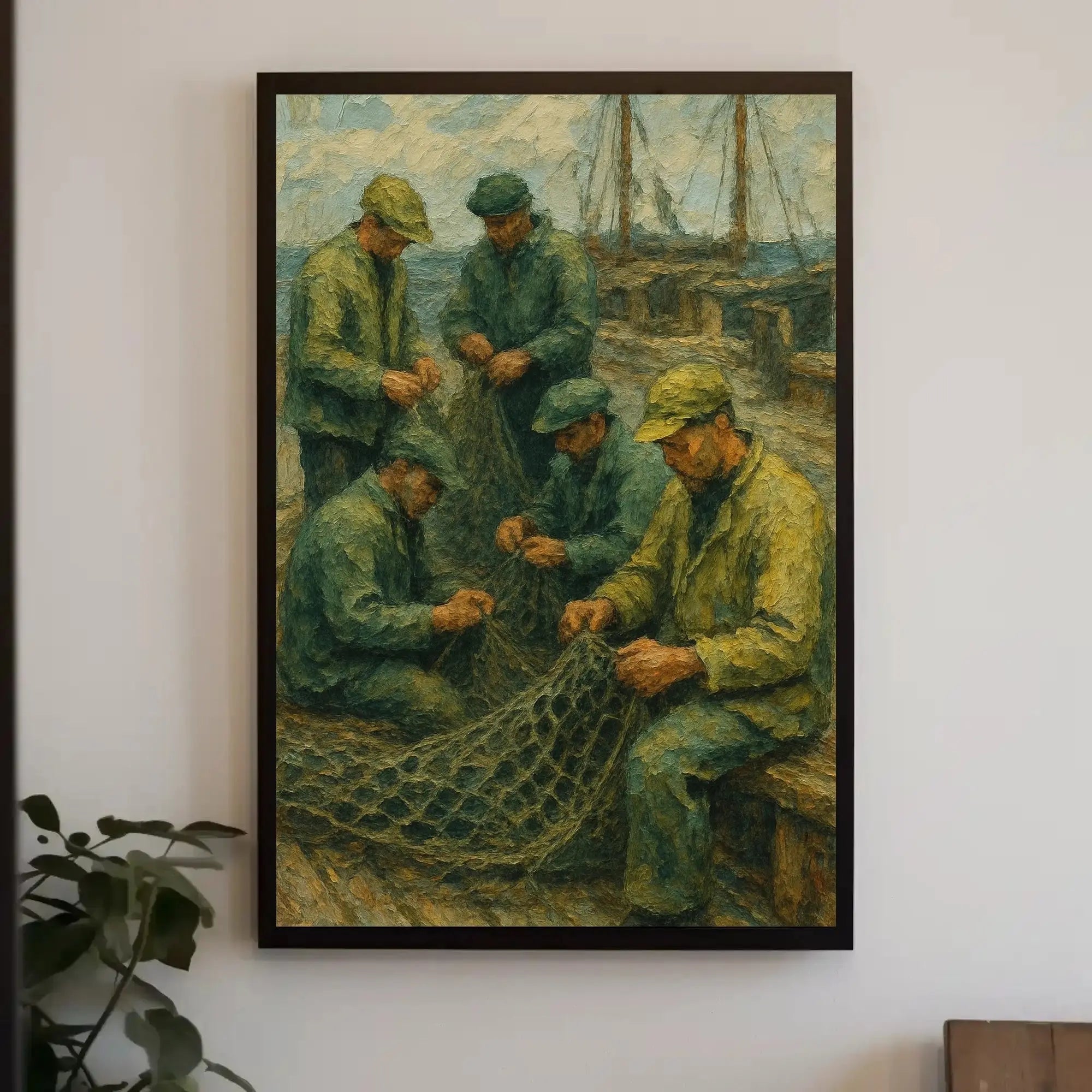 Vintage Fishermen Impressionist Print Cultural or Heritage Poster PosterGoat
