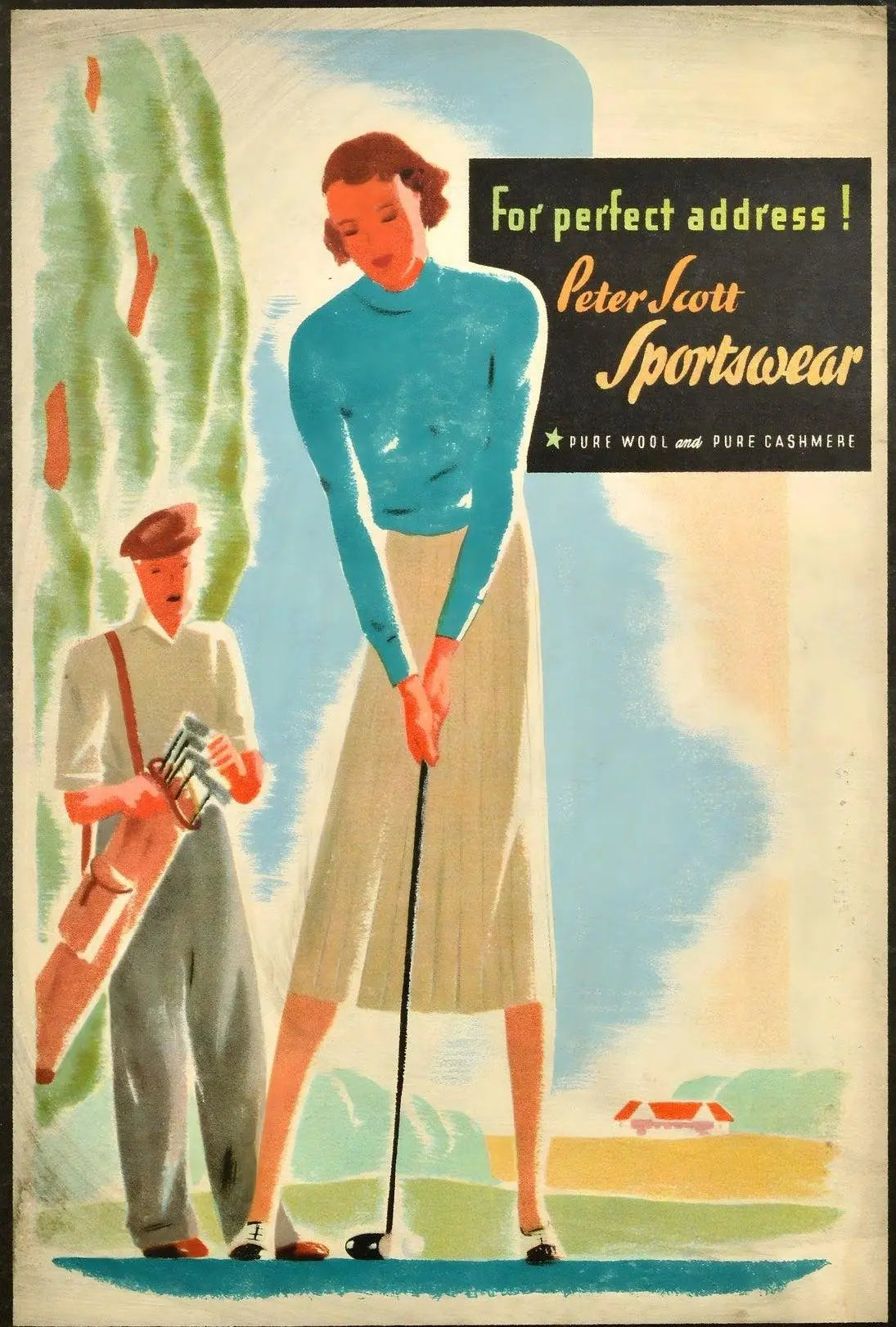 Vintage Golf Scene Sportswear Elegance Sports Poster PosterGoat