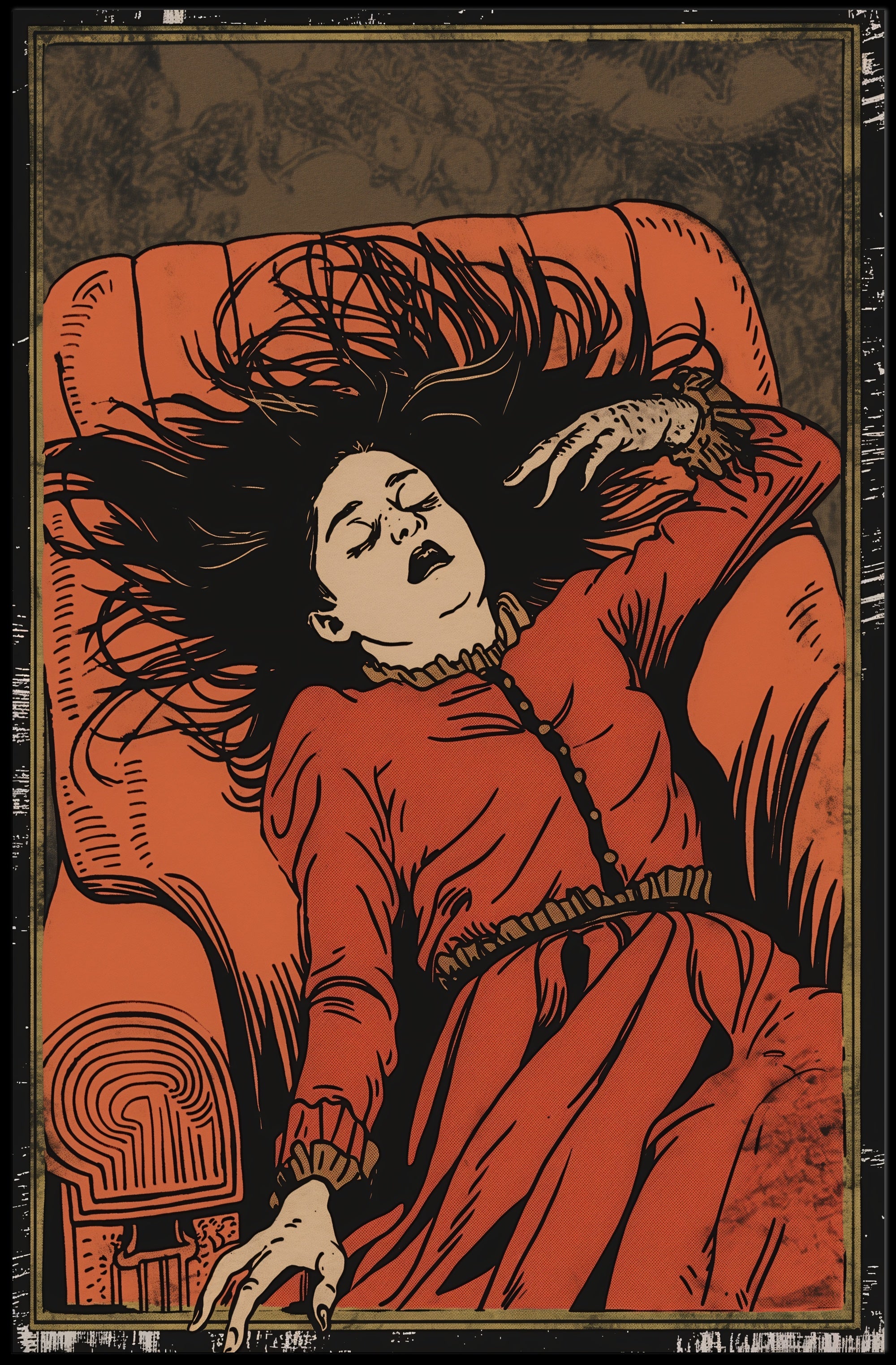 Vintage Gothic Woman on Armchair Historical or Presidential Poster PosterGoat