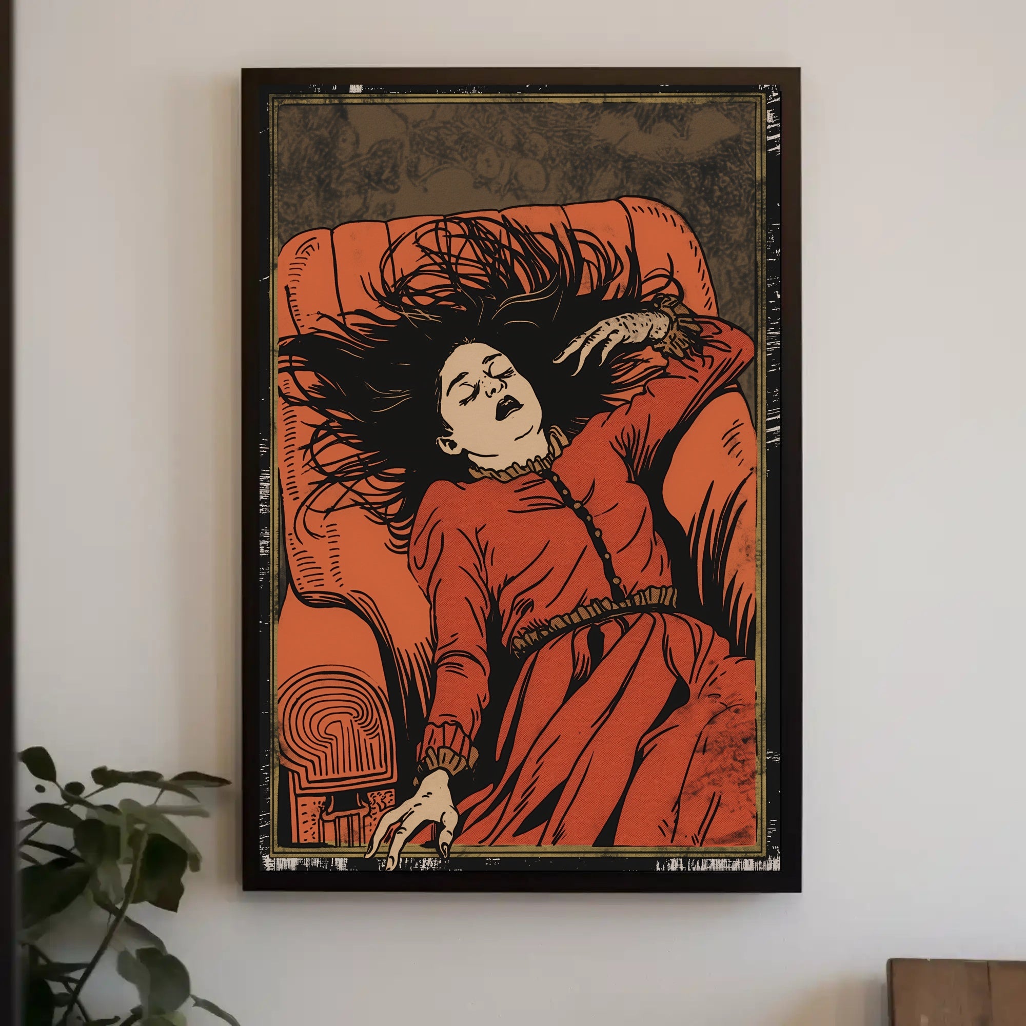 Vintage Gothic Woman on Armchair Historical or Presidential Poster PosterGoat