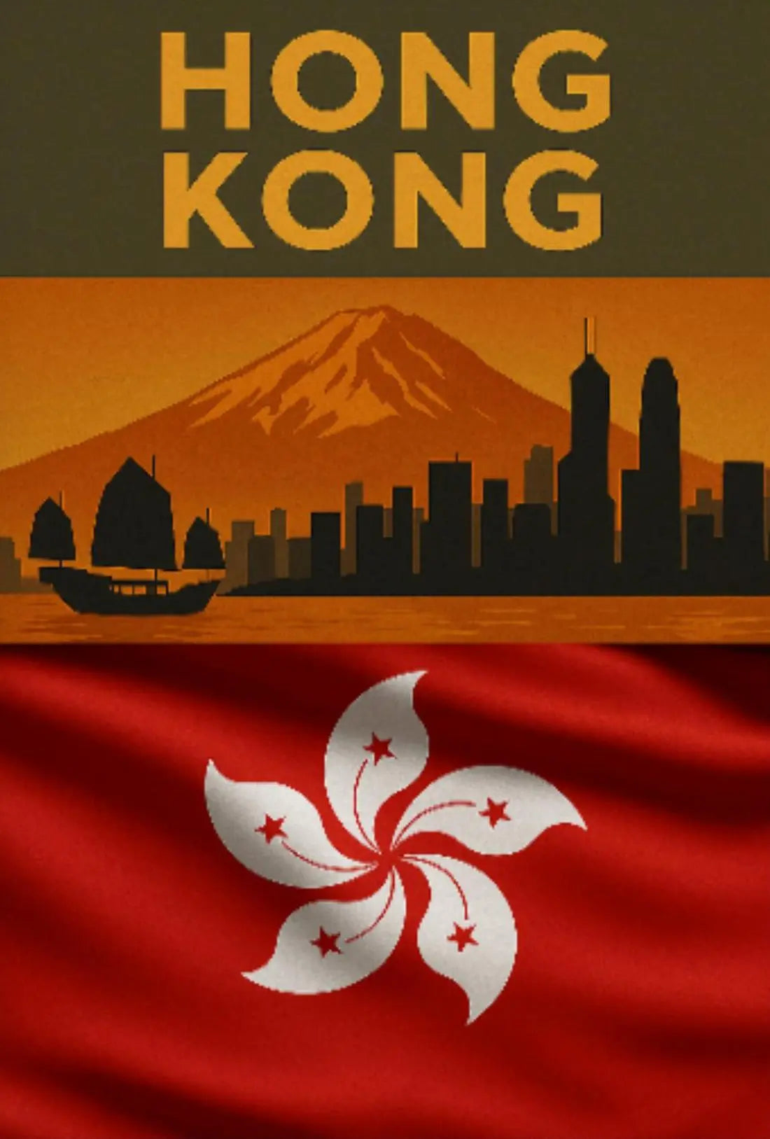 Vintage Hong Kong Skyline Heritage Travel Poster PosterGoat