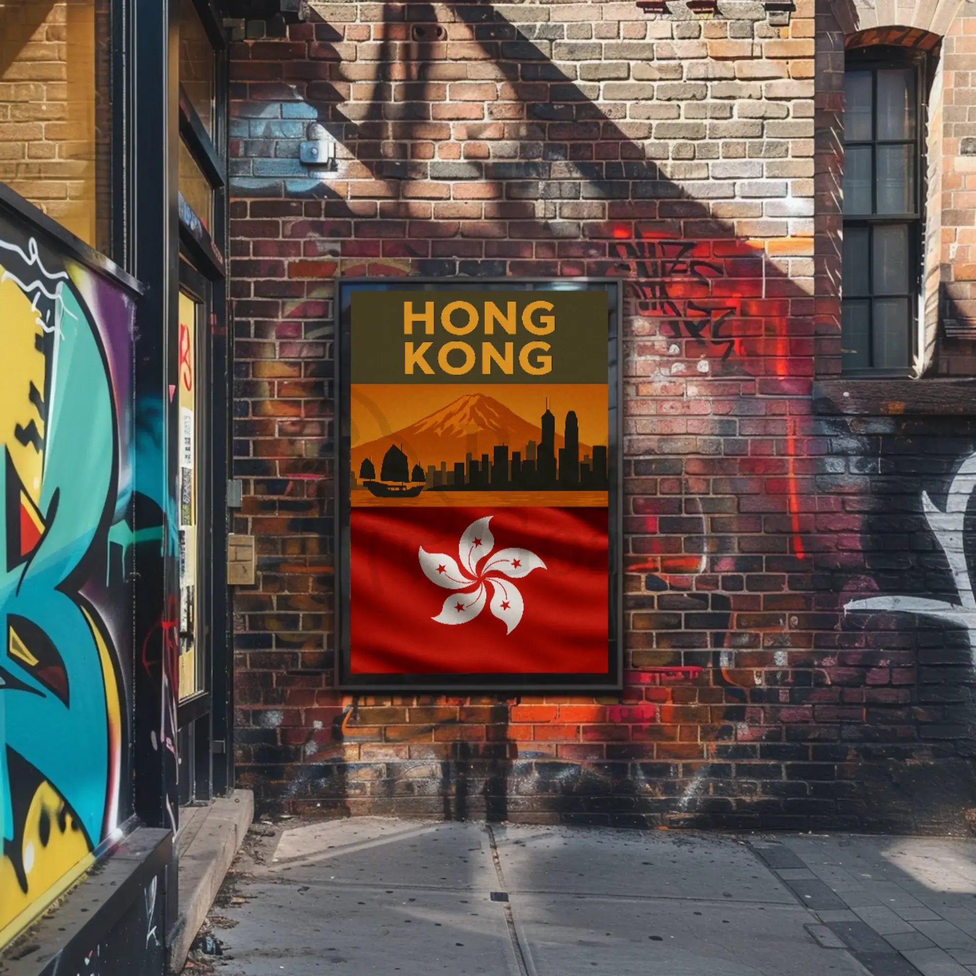 Vintage Hong Kong Skyline Heritage Travel Poster PosterGoat