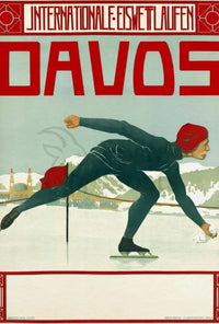 Vintage Ice Skating Elegance in Davos Sports Poster PosterGoat