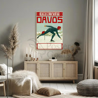 Vintage Ice Skating Elegance in Davos Sports Poster PosterGoat