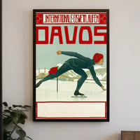 Vintage Ice Skating Elegance in Davos Sports Poster PosterGoat