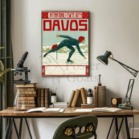 Vintage Ice Skating Elegance in Davos Sports Poster PosterGoat