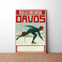 Vintage Ice Skating Elegance in Davos Sports Poster PosterGoat