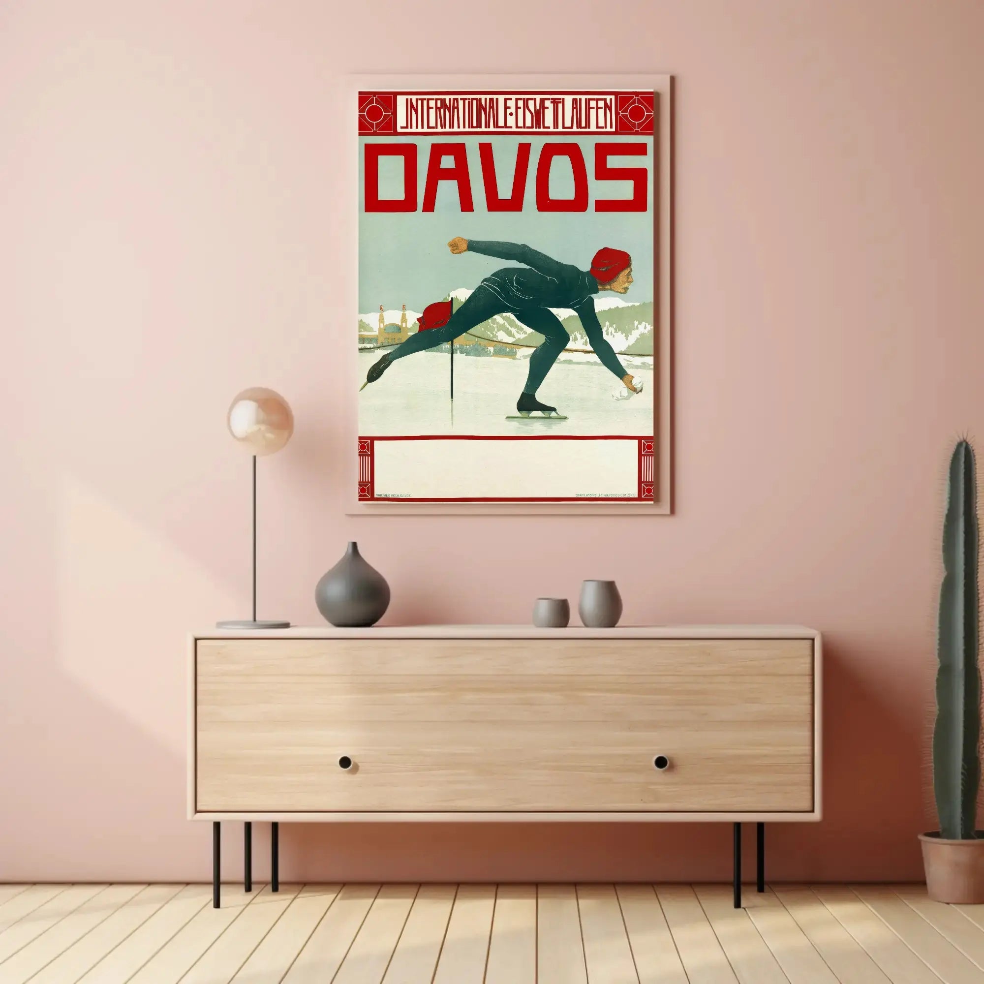 Vintage Ice Skating Elegance in Davos Sports Poster PosterGoat