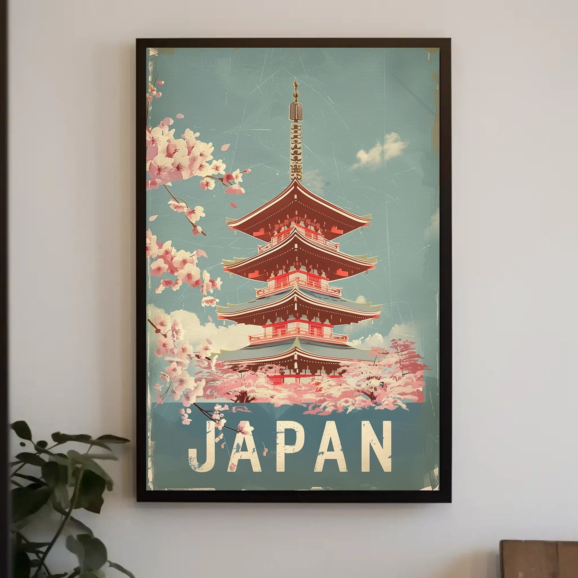 Vintage Japanese Pagoda Travel Poster PosterGoat