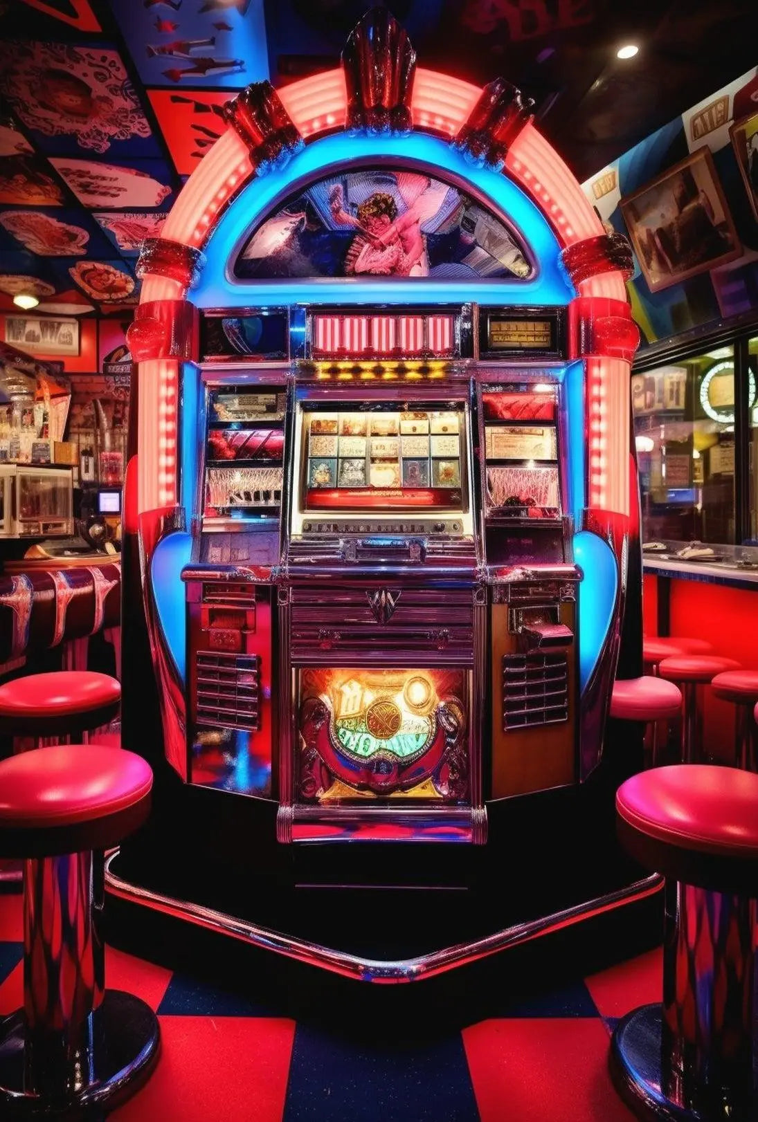 Vintage Jukebox Diner Vibes 1960s Retro Culture Poster PosterGoat