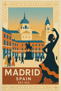 Vintage Madrid Spain Flamenco Dance Cultural Heritage Poster PosterGoat