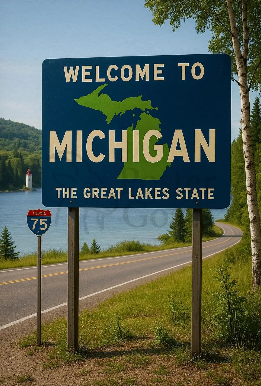 Vintage Michigan Great Lakes Welcome Travel Poster PosterGoat