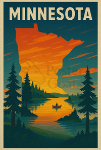 Vintage Minnesota Nature Adventure Travel Poster PosterGoat