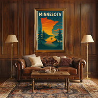 Vintage Minnesota Nature Adventure Travel Poster PosterGoat