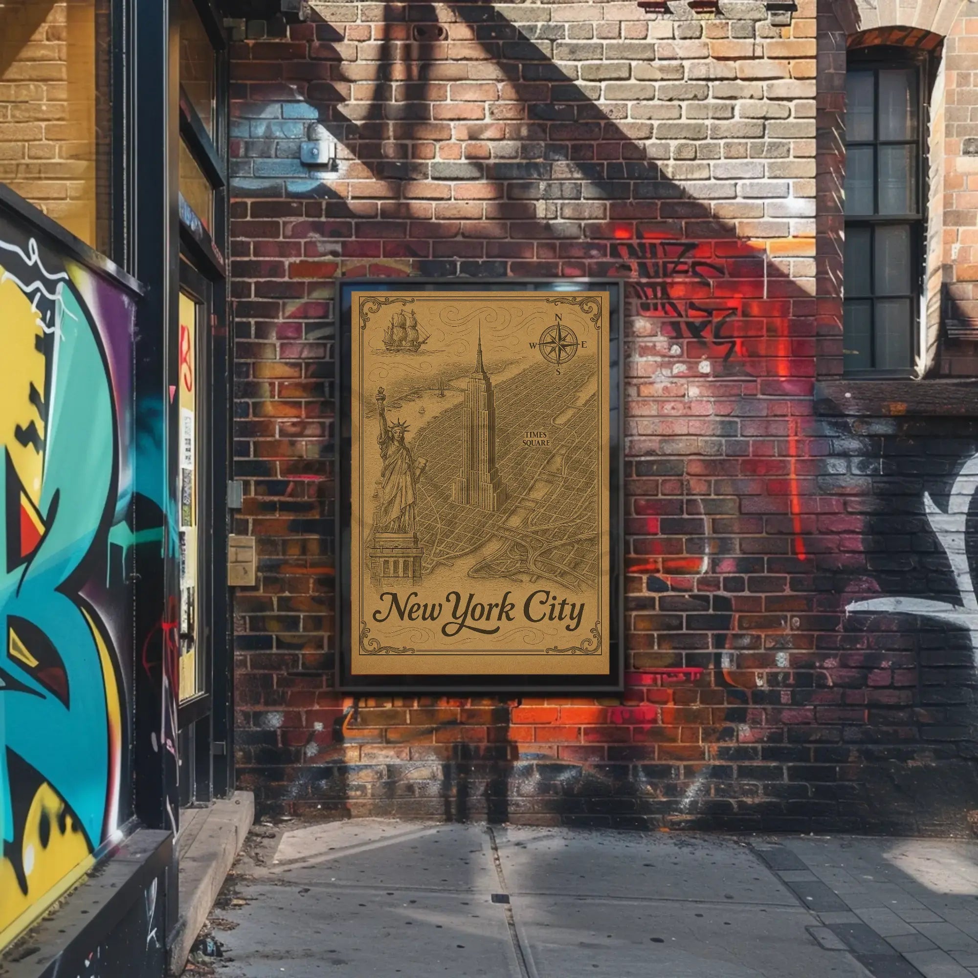 Vintage New York City Exploration Travel Poster PosterGoat