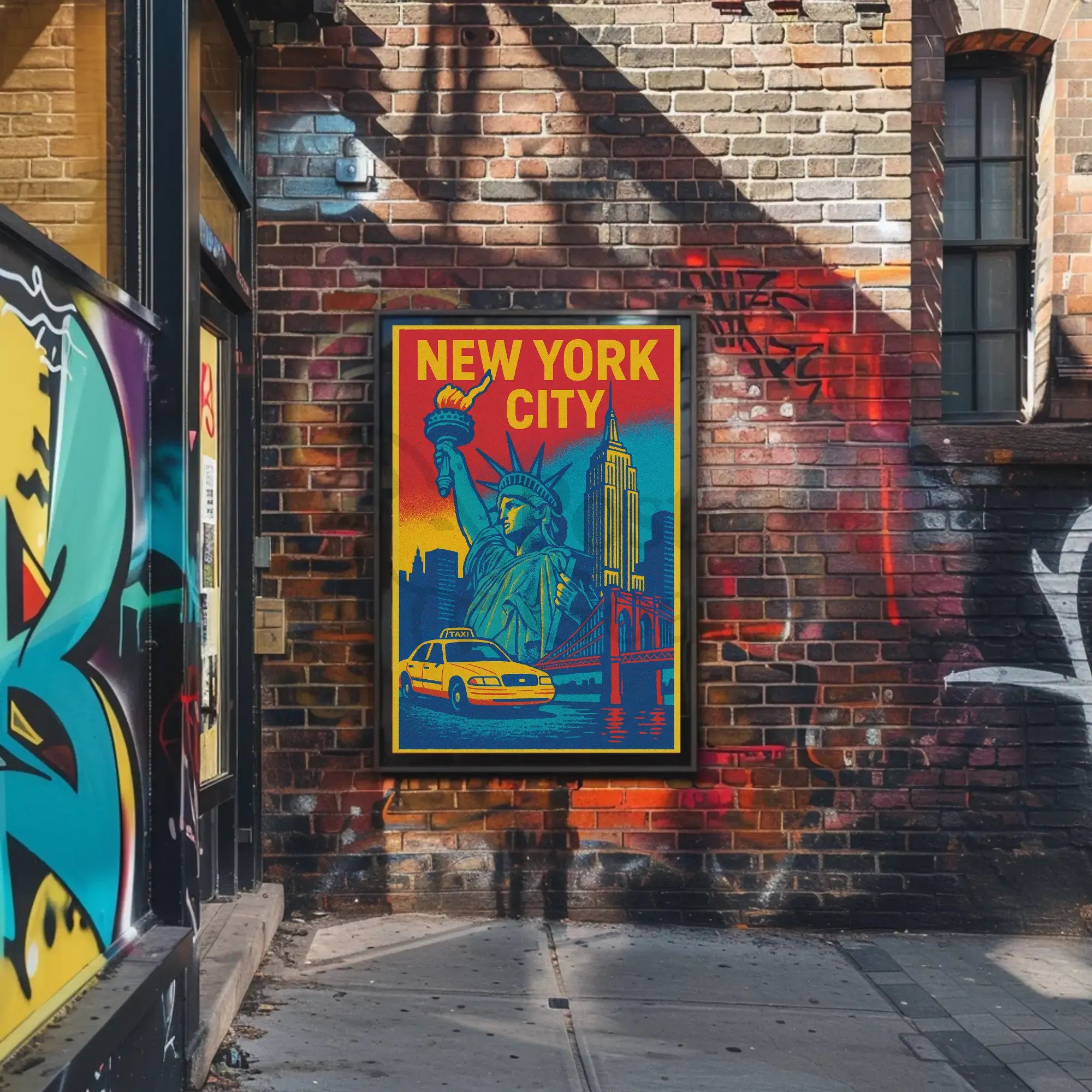 Vintage New York City Icons Travel Poster PosterGoat