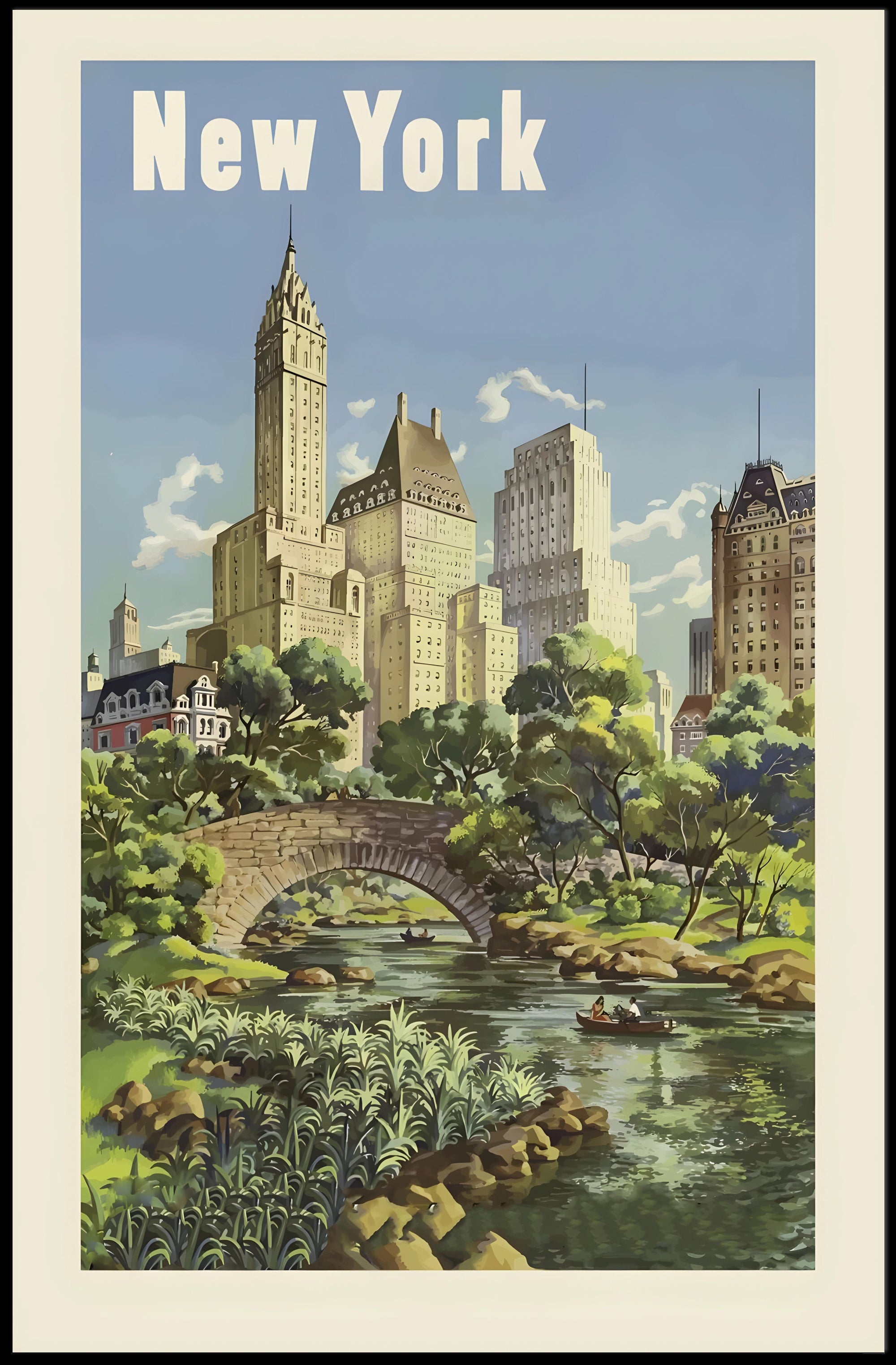 Vintage New York City Skyline - Travel Poster PosterGoat
