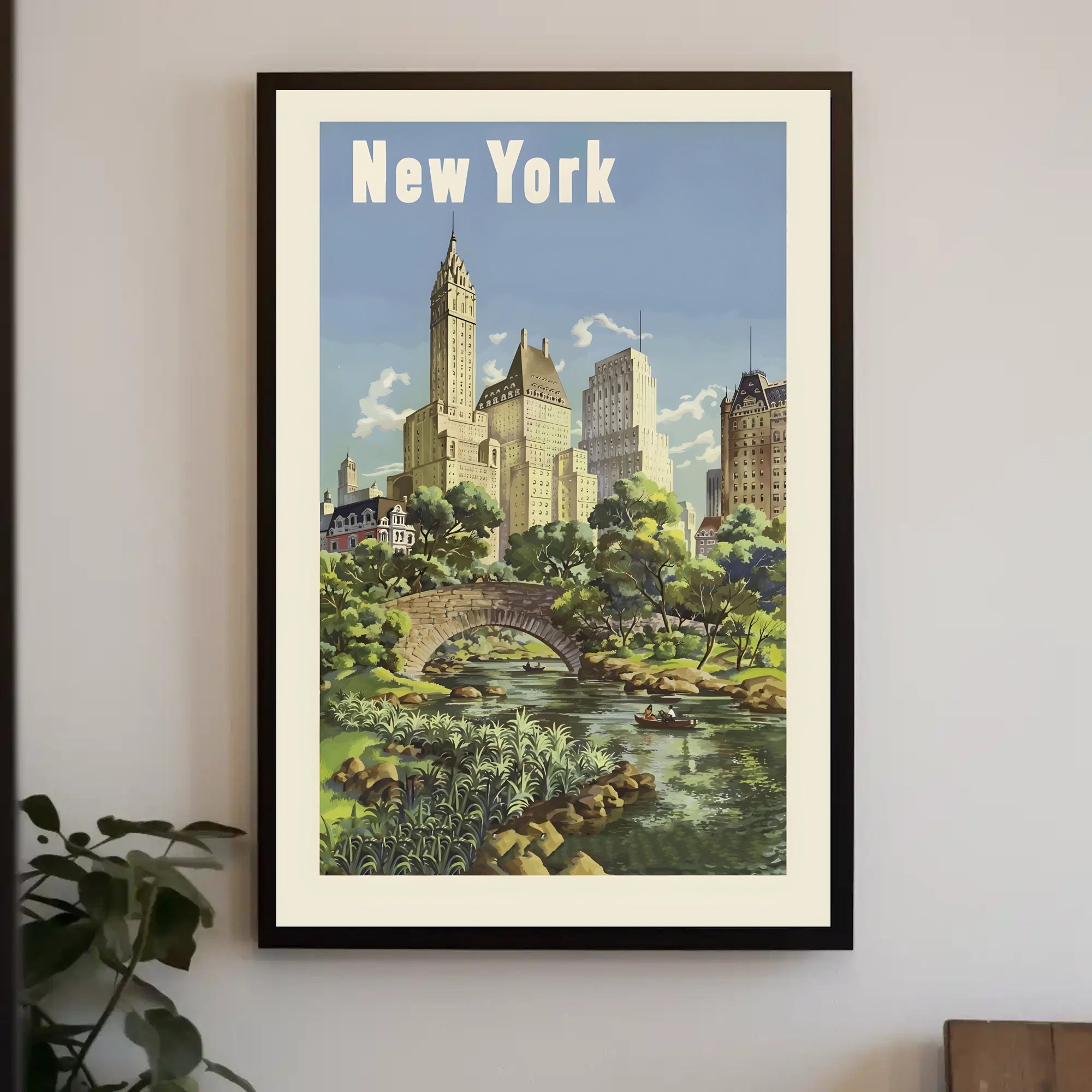 Vintage New York City Skyline - Travel Poster PosterGoat